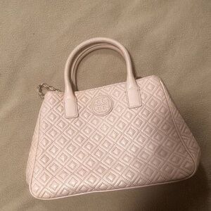 Tory Burch Marion Pale Pink Quilted Lambskin Tote